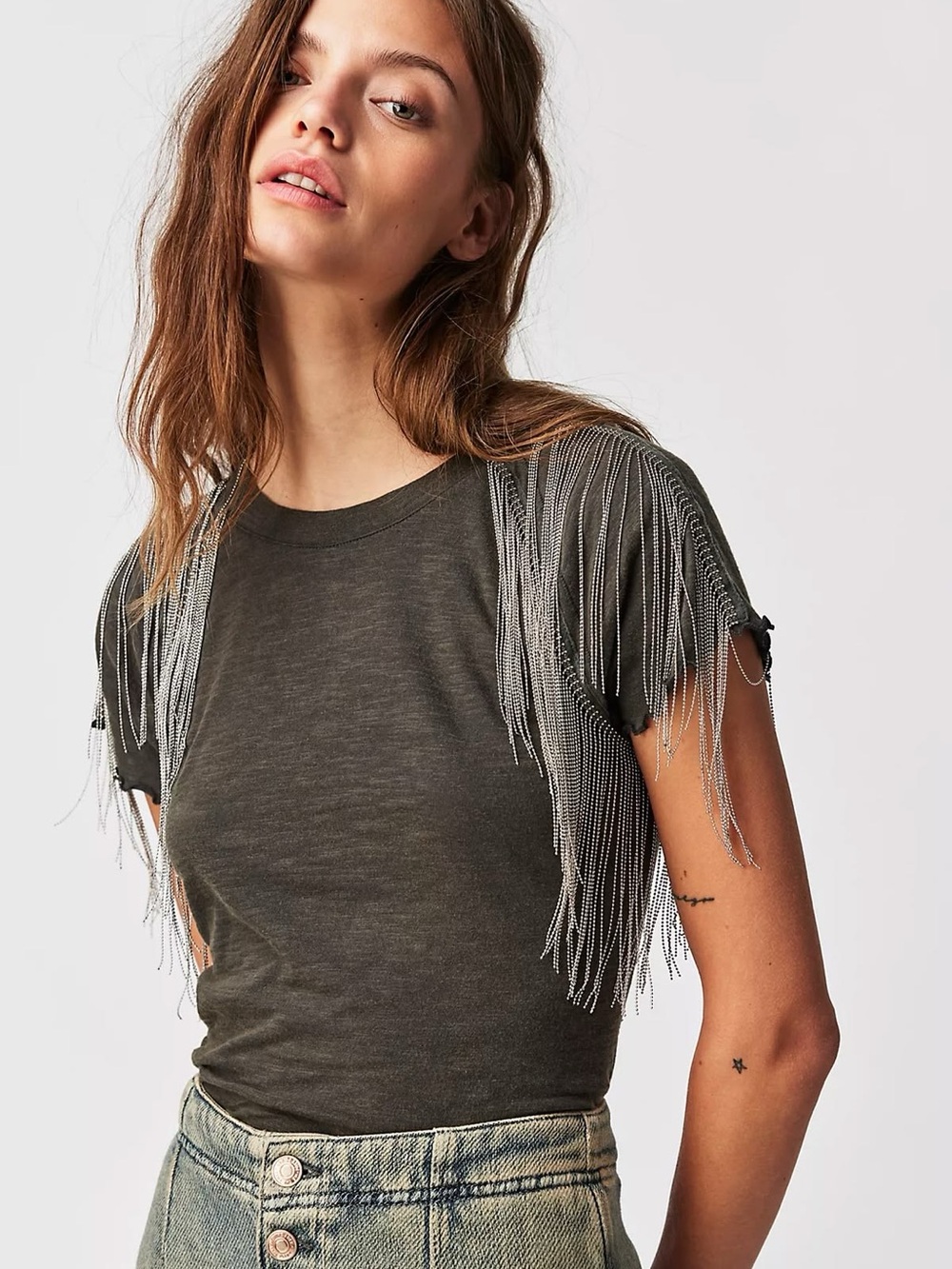 Free People Bang Bang fringe tee
